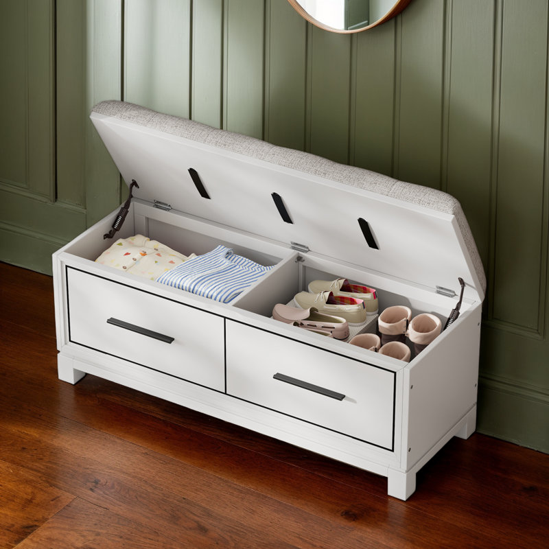Shoe Bench With Removable Cushion And Hidden Storage For Living Room Entryway Hallways, Espresso, White