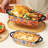 2 pieces of large-capacity exotic ceramic baking dishes and dinner plates with pattern decoration and double-ear handles, rectangular ceramic baking bowls suitable for oven use, and cooking utensils