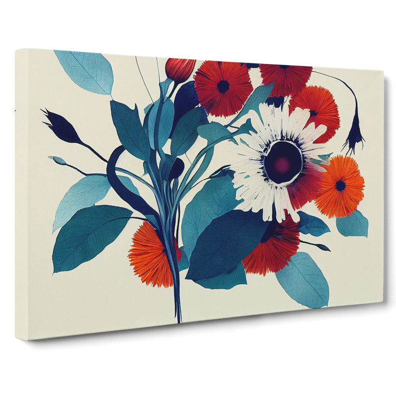 Splendorous Modern Flowers Abstract - Wrapped Canvas, 50cm H x 76cm W x 3cm D