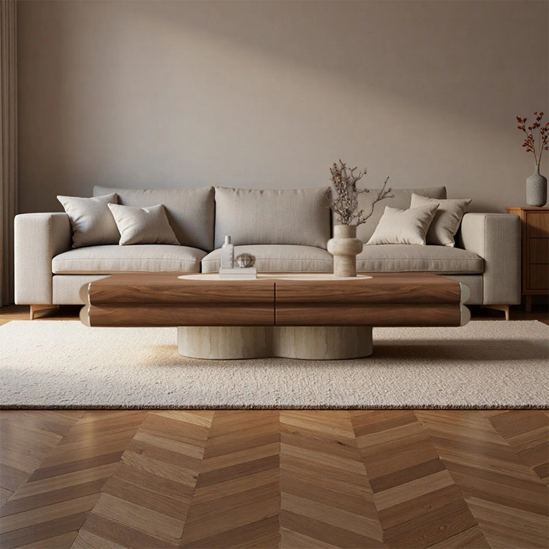 Table basse avec rangement Retro Luxury, Noyer