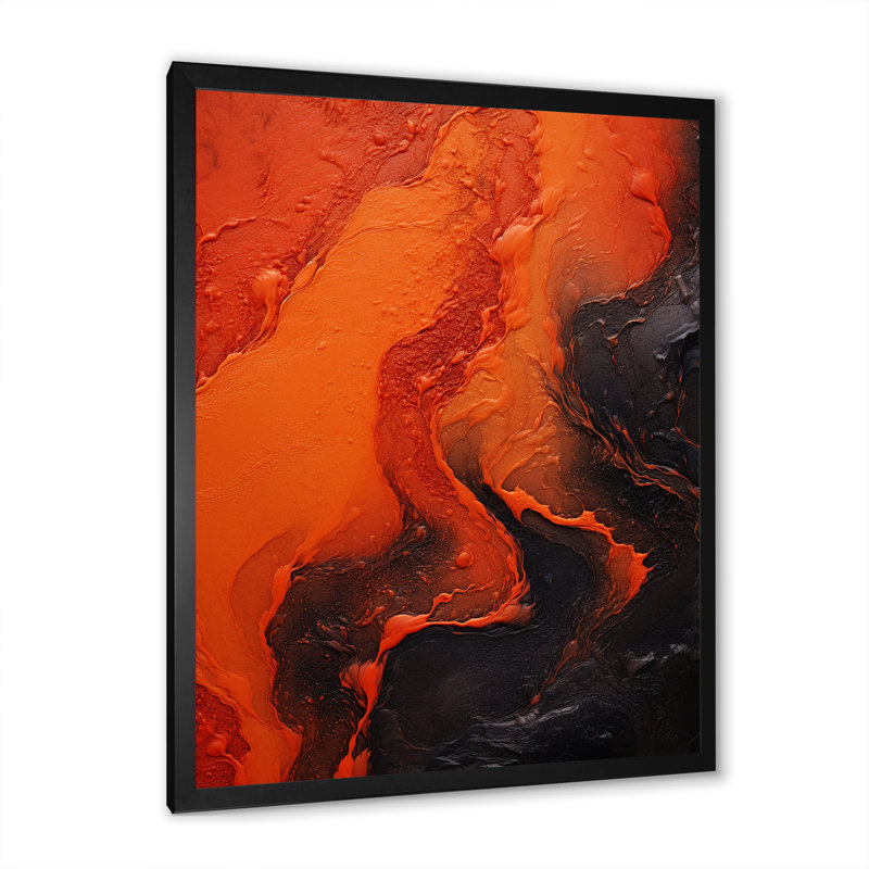 Volcanic Tachisme Fusion 1 - Tachisme, art mural, Cadre photo noir, H 20 po x l 12 po x P 1 po