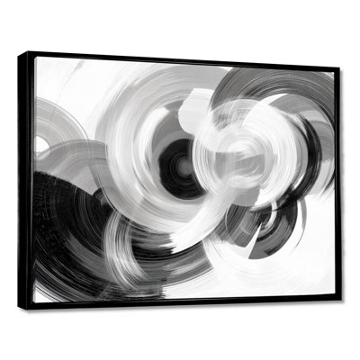 Encre blanche et noire - spirale abstraite, art mural encadré abstrait blanc