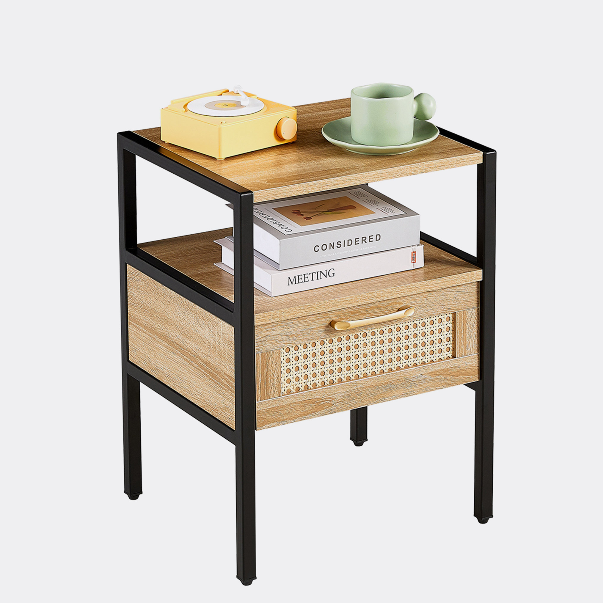 Bay Isle Home™ Minier Manufactured Wood,Metal Nightstand | Wayfair
