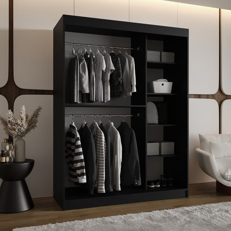 Artisan Wardrobe - Timeless Storage with Natural Elegance, Black, 200cm H x 150cm W x 62cm D