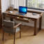 Bureau rectangulaire en bois massif noyer clair avec 2 tiroirs-1297997509
