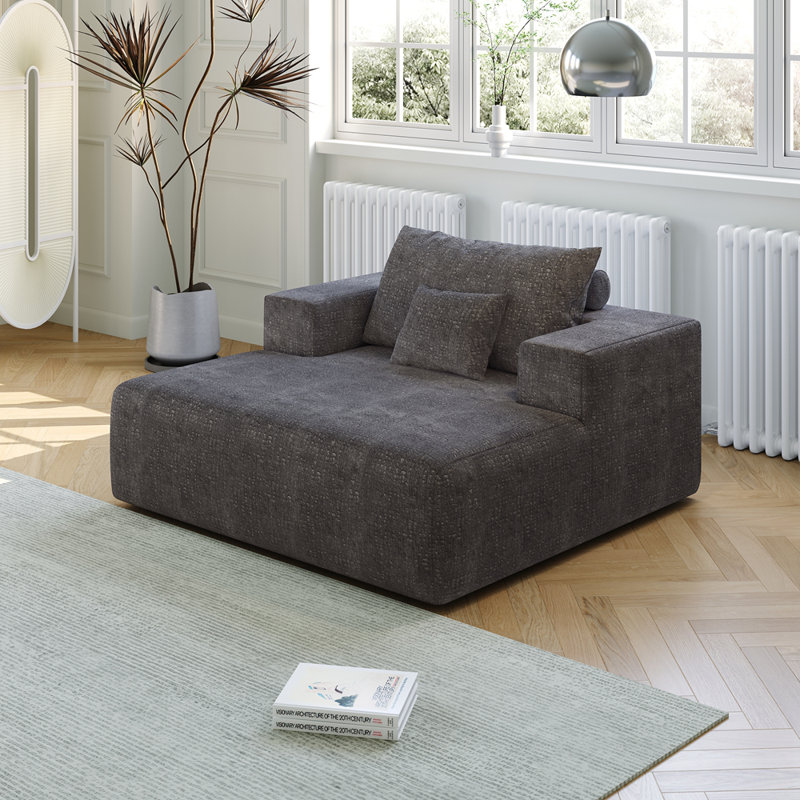 Méridienne moelleuse de 55 po, Gris chenille