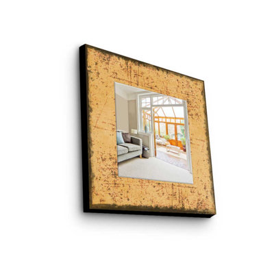Élégant miroir décoratif avec cadre 100% bois de pin, 19,7 po x 19,7 po | Miroir en verre véritable (épaisseur: 0,2 pouce) | Peinture sur tissu élégante | Parfait pour la décoration intérieure et le vestibule, design durable et chic