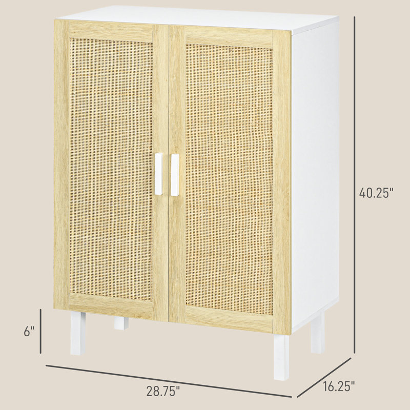 Buffet avec espace de rangement fonctionnel - blanc et naturel