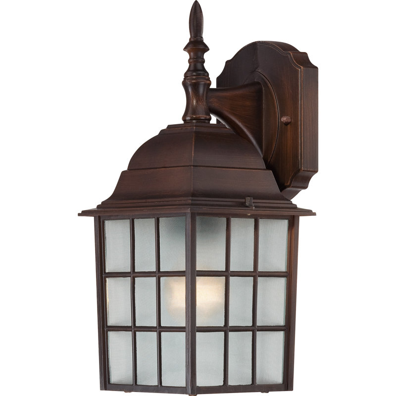 Lanterne murale d'extérieur givrée H 13,75 po Sorrells, Bronze rustique