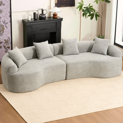 Canapé modulaire incurvé à pleine compression modulaire incurvé gris, canapé-lit en chenille haute densité 30D pour appartement, 800 lb 110 L