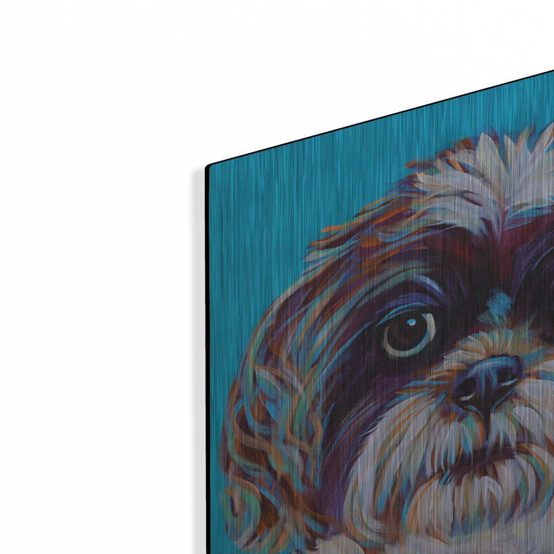 «Shih Tzu On Blue» par Carolee Vitaletti, H 12 po x l 12 po