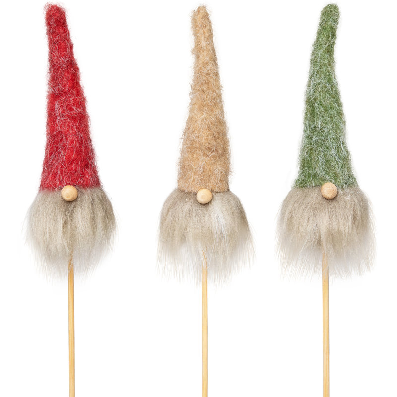Gnome avec un chapeau flou, choix de Noël - 13,25 po - ensemble de 3