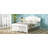 Full Size Wood Platform Bed with Headboard, White