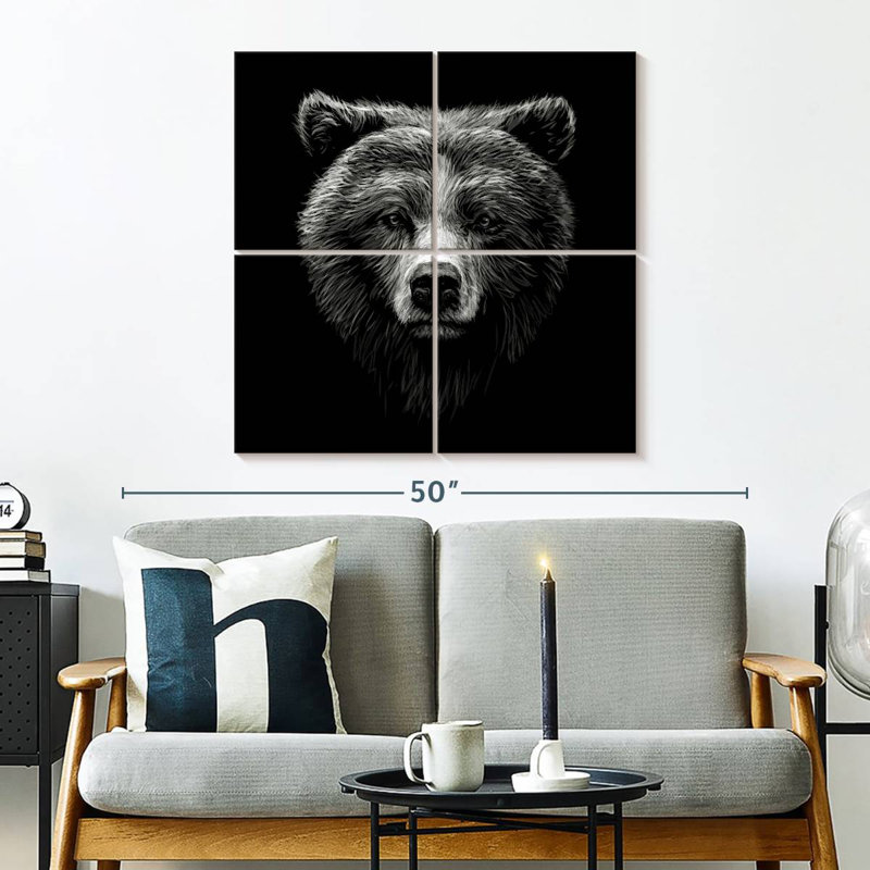 Visage d'un grizzly de Brampt, H 32 po x l 32 po