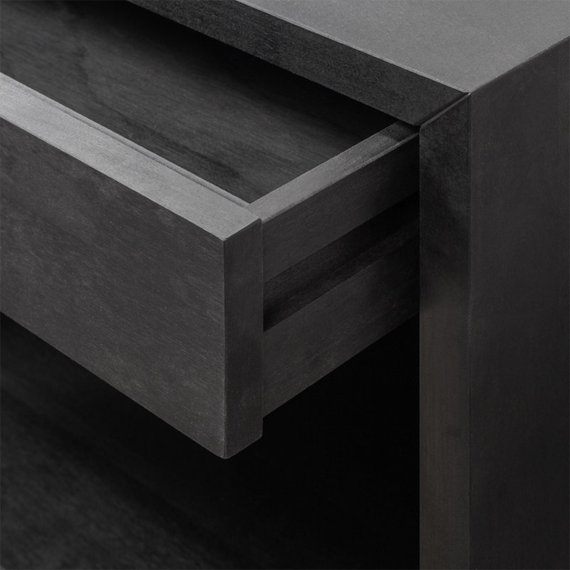 Solid Wood Floating Nightstand with Drawer | Bedroom Scandinavian Furniture, Bedside Table, Black