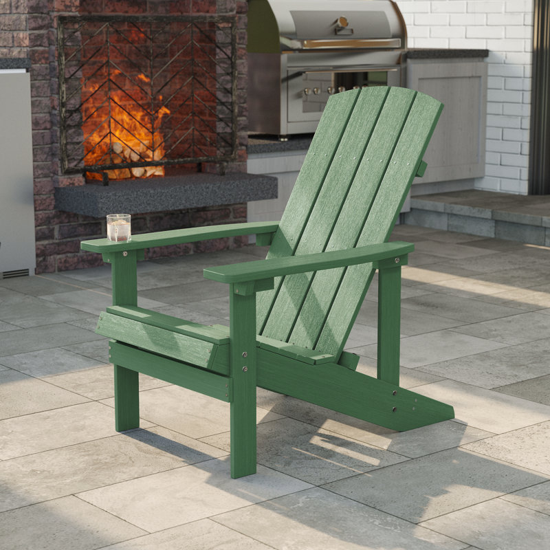 Bernhardine Hips Weather Resistant Adirondack Chair, Vert foncé