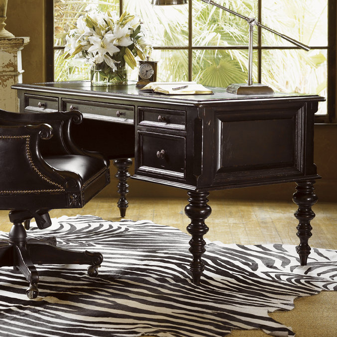 Black Wood Desk with Drawer and Filing Cabinet
