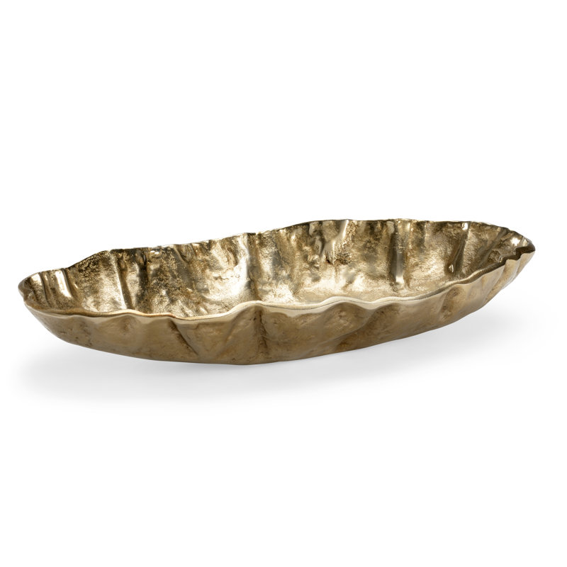 Bol décoratif en aluminium, H 2,75 po x l 18 po x P 9,3 po, Champagne antique