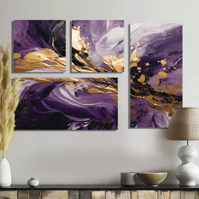 Mauve liquide magique II - Mauve, reproduction d'art sur toile 4 pièces