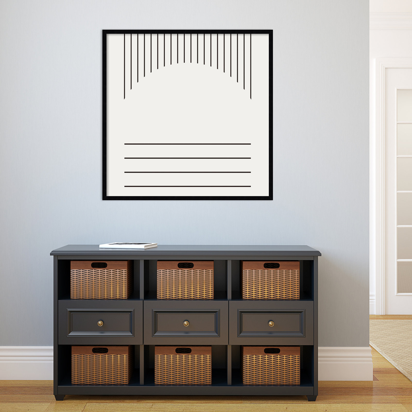Modern Statement Stripes 2 Print, Black, 33" H x 33" W x 1" D