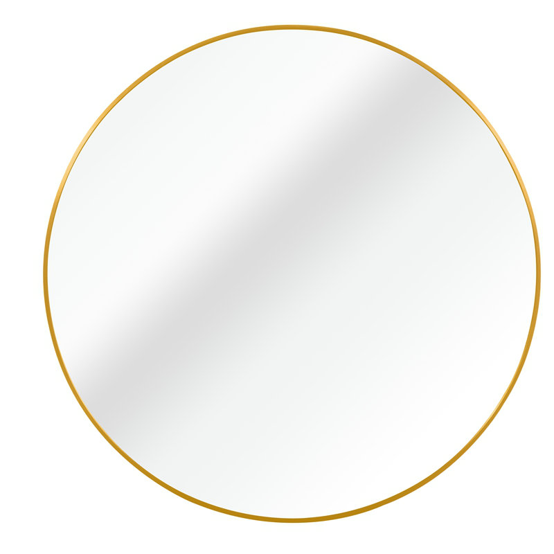 20 Inch Metal Round Bathroom Mirror, Gold, 20" x 20", Round