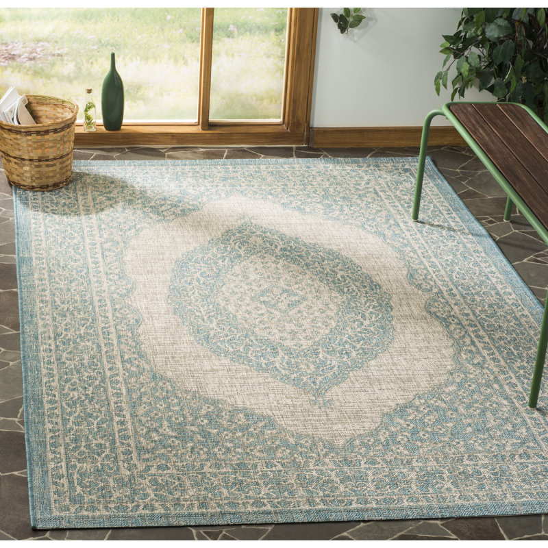 Amedee Performance Oriental Indoor/Outdoor Area Rug, Rectangle 5'3" x 7'7"