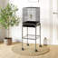 Cage à oiseaux en métal noir pour perroquets - Volière spacieuse avec support amovible, espace de rangement et perchoirs - Zone de plaisir alimentaire pour perroquets de 114 cm