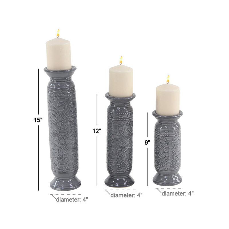 Ensemble de chandelless en céramique 3 pièces modern cylindrical