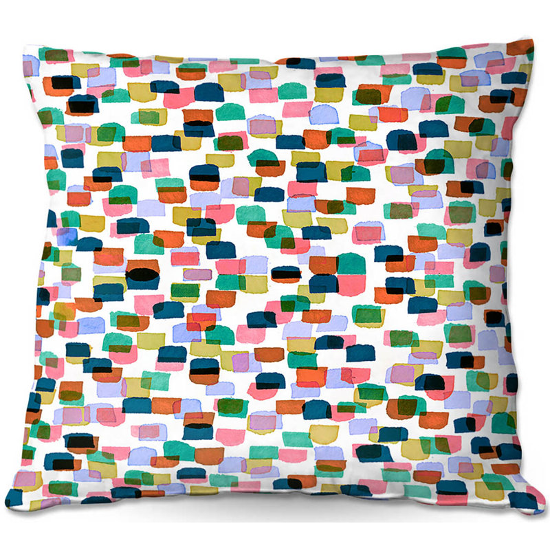 Coussin décoratif canapé rétro à points i, 16 po x 1 po, Orange / Rose / Bleu