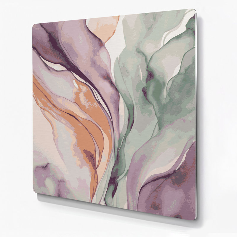 Aquarelle abstraite 64, art mural en métal beige, H 8 po x l 8 po