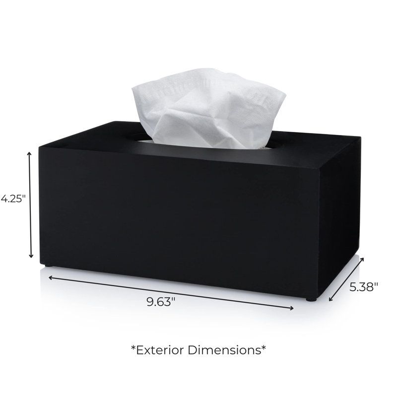 Rectangular Tissue Box Cover – Heavy Facial Tissue Box Cover With Modern Matte Black Finish – Matte Black Collection