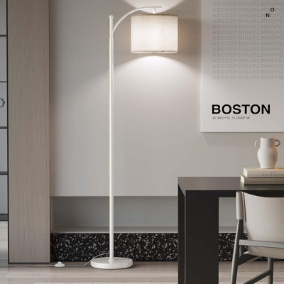 Lampe sur pied à arc moderne avec abat-jour réglable, ampoule DEL à 3 températures de couleur, base en métal robuste, idéale pour le salon, la chambre à coucher et le bureau