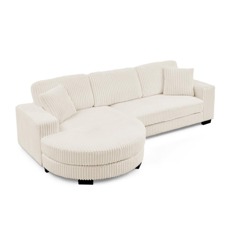 Canapé modulaire 2 pièces rembourré, Beige Corduroy