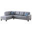 Canapé modulaire en L en similicuir 3 pièces gris pour des séances de cinéma et de jeu agréables, siège central escamotable avec porte-gobelets, deux coussins assortis avec rangement, coussins rembourrés de mousse à structure solide-414679909