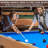 RayChee 6' Pool Table with Wood Finish, Modern Billiard Table with 2 Cues, Balls, Rack, Brush, Chalk, Leg Levelers