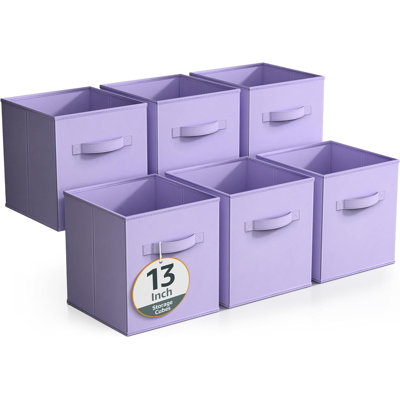 Sorbus Fabric Storage Cubes - 6 Foldable Storage Bins, 13 Inch - Multi - Teal