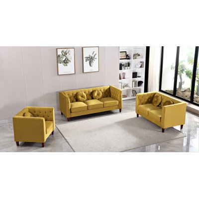 3 - Piece Velvet Living Room Set