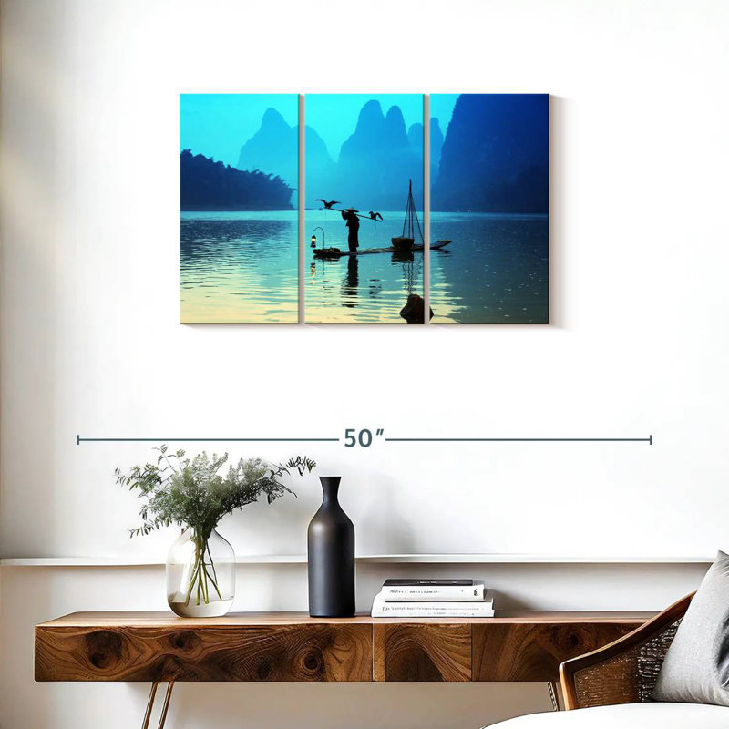 Sebbie River Li Cormorant Fishing, 20" H x 33" W