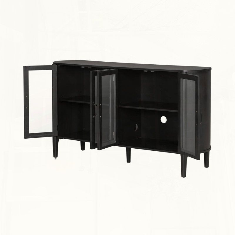 Armoire de rangement 4 portes Black 58, 33.3" H x 58" W x 17.8" D, Black