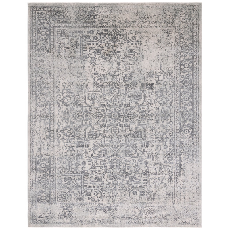 Oriental Area Rug, Ivory/Grey, Rectangle 235 x 305 cm