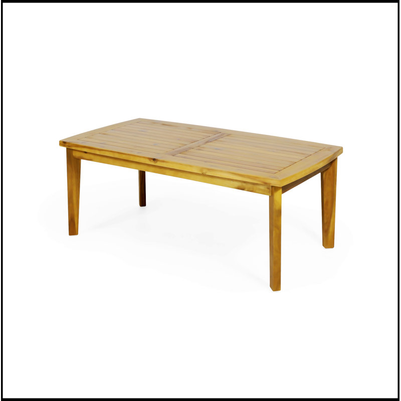 Teak Finish Rectangular Acacia Wood Outdoor Coffee Table