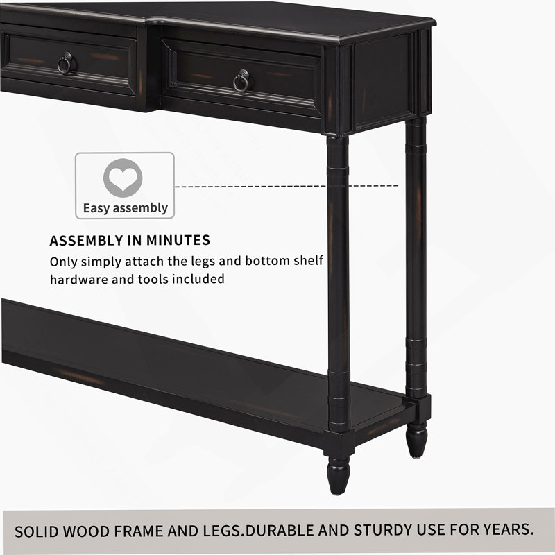 Console Table Sofa Table with Drawers for Entryway with Projecting Drawers, Espresso