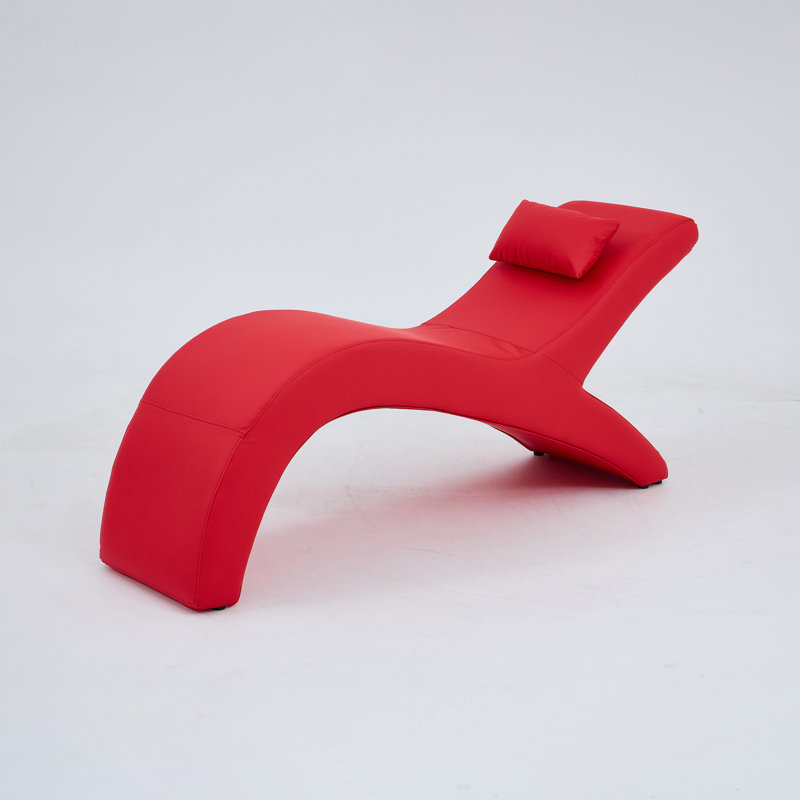 Faux Leather Chaise Lounge, Red
