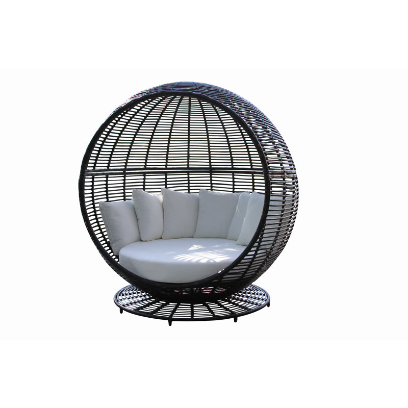 Carla 57'' High-Density Polyethylene (HDPE) Wicker Outdoor Patio Daybed with Sunbrella® Cushions