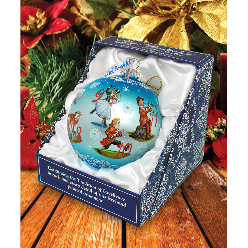 Holiday Splendor 5.5'' Handmade Glass Ball Ornament, Christmas 12, 5.5" H x 5" W x 5" D