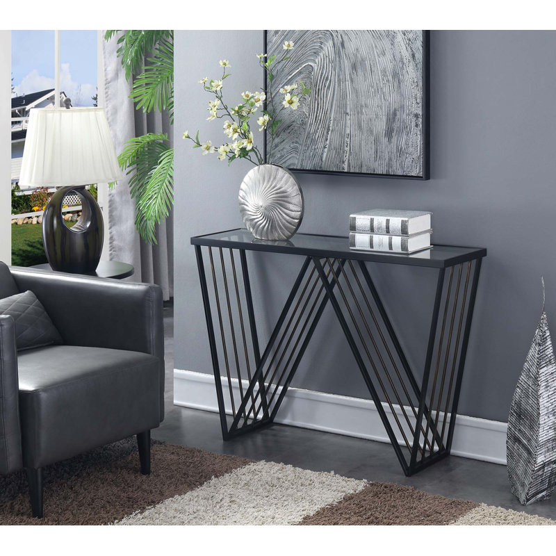 Venus Glass Top Console Table, 30" H x 42" D x 12" D