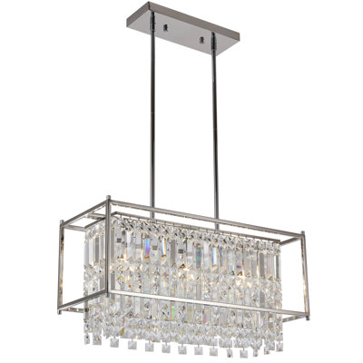 Lustre rectangulaire moderne en cristal plaqué chrome D9 de hauteur K9