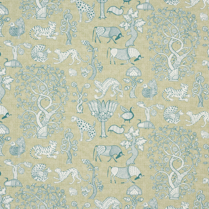 Tissu Animalia, Paon / feuille