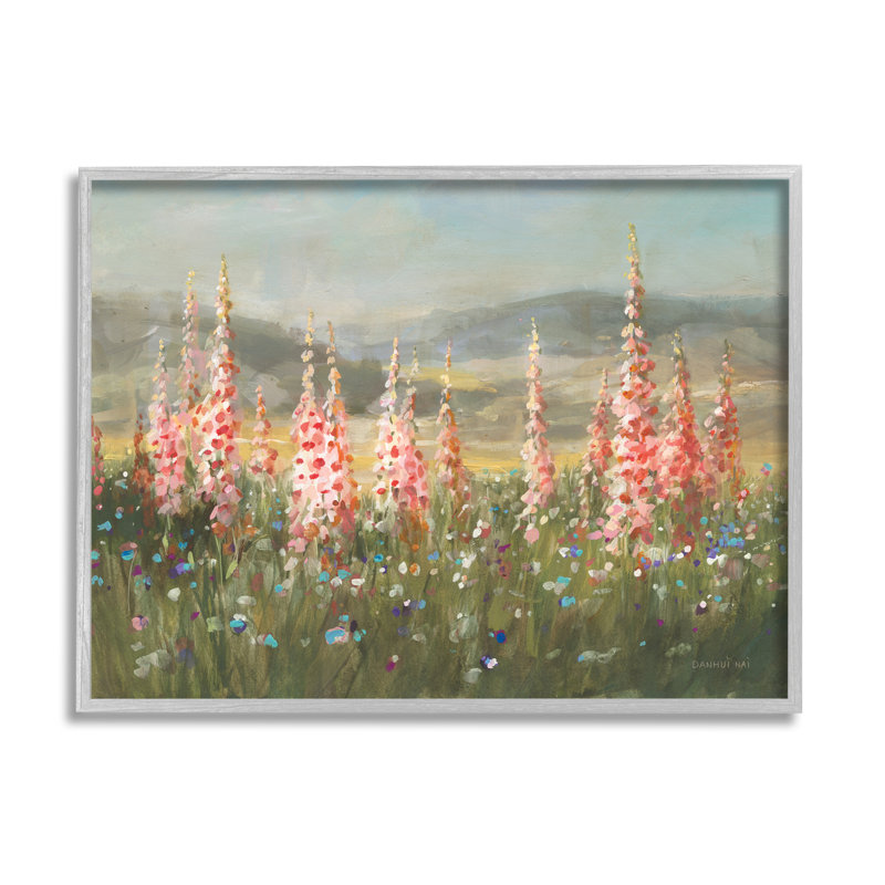 «Flower Blossoms Vast Country Meadow» par Danhui Nai - peinture sur bois, H 11 po x l 14 po x P 1,5 po