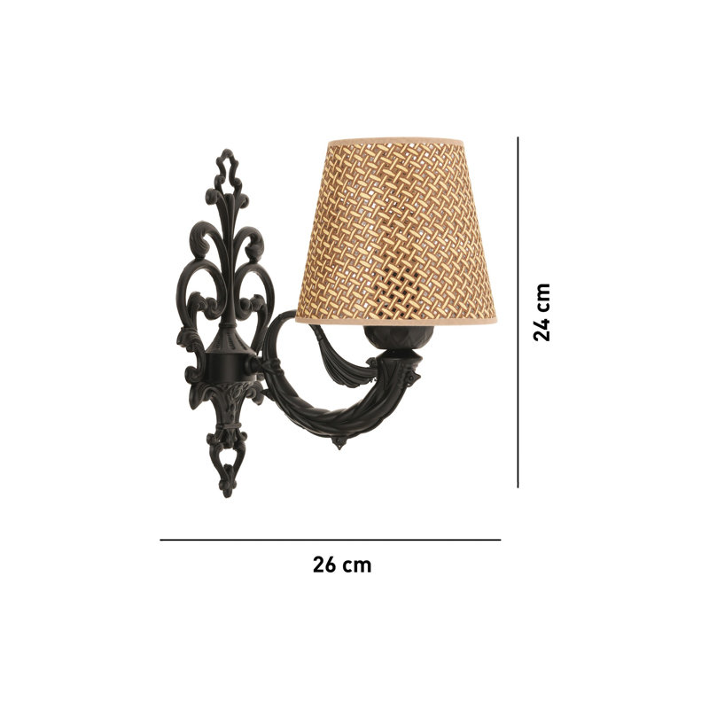 Stylish Wall Lamp with Metal Body, Natural & Black Finish, 9.8 x 3.9 x 5.1 inches | E27 Socket, Max 40W (Bulb Not Included) | Ideal for Living Room, Bedroom, or Office Decor | IP20 Rated for Indoor Use